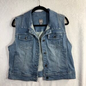 J Jill M Denim Vest Stretch Blue Jean Sleeveless Western‎ Normcore Capsule Crop